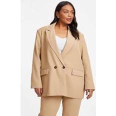 Clothing Quiz Curve Camel Oversized Tailored Blazer, Light Brown, 20, Women