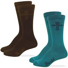 Wrangler Women Underwear Wrangler Womens Lightweight Novelty Cross Crew Socks Pair Pack Teal/Brown, Women's Shoe 6-9 Sock Medium