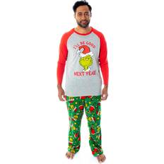 Seven Times Six Dr. Seuss The Grinch Who Stole Christmas Men's Piece Raglan Top And Pants Pajama Sets 2X-Large