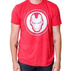 Marvel Avengers Iron Man Mask Logo Mens T-Shirt Small, Heather Red