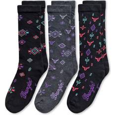 Wrangler Women Underwear Wrangler Women's Western Pattern Seamless Cushion Crew Socks Pair Pack, Purple/Black