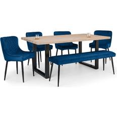 Blue - Oak Dining Sets Julian Bowen Berwick Luxe Low Blue/Natural Dining Set 100x180cm 6pcs