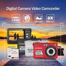 Camcorders Andoer 18M 720P HD Digital Camera Video Camcorder with 2pcs Rechargeable Batteries 8X Digital Zoom