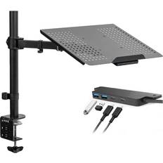 Vivo Black Single Laptop/Notebook up to 17' Desk Mount Stand with USB Hub, Adjustable Extension with Clamp, STAND-V001LU