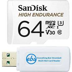 SanDisk 64GB High Endurance Video Card MicroSDXC for Dash Cams Works with Garmin Mini, 56, 66W Dash Cameras SDSQQNR-064G-GN6IA Bundle with 1 Everything But Stromboli SD & Micro SD Card Reader