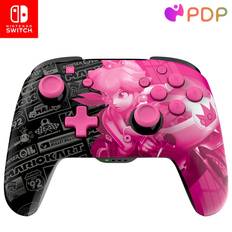 PDP REMATCH GLOW Enhanced Wireless Nintendo Switch Pro Controller, Rechargeable 40 hour battery power, Customizable Gaming Buttons, 30-foot Range, Licensed by Nintendo: Mario Kart Grand Prix Princess Peach Pink, Glow in the Dark