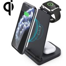 BLACK 3 in 1 QC 3.0 Wireless Charger for iPhone, Apple Watch, AirPods & Android Phones