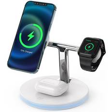 White 3 In 1 Wireless Charger 15W Qi Fast Charging Stand Dock For Airpods Pro iWatch Samsung iPhone 13 12 XS XR X 8 Apple