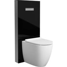 Black Water Toilets Vitra Glass Surround Concealed Cistern for Back To Wall Toilet Pans Black