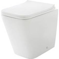 Milano Elswick White Ceramic Modern Back to Wall Toilet Pan wc and Soft Close Seat