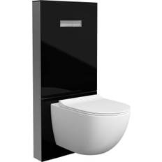 Black Water Toilets Vitra Glass Surround Concealed Cistern for Wall Hung Toilet Pans Black