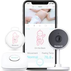 Baby Alarm Sense-U Baby Monitor with Camera and Audio, Video Baby Monitors and Breathing, Movement, Skin Temperature Night Vision, 2-Way Talk, Motion Detection, Long Range & Free Smartphone App Pink