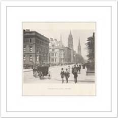 Glass Framed Art ARTERY8 Fifth Avenue Sunday New York City Vintage Photo 8X8 Square Print Picture Framed Art