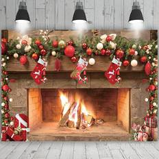 5x3ft Christmas Fireplace Theme Backdrop Merry Christmas Eve Photo Studio Backdrop