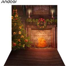 Fotobakgrunner Andoer 1.5 * 2m Photography Background Backdrop Digital Printing Christmas Tree Fireplace Bell