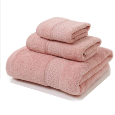 HOD Home 3Pcs Soft Cotton Bath Towel Pink