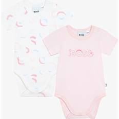 Pink Bodysuits Children's Clothing HUGO BOSS Baby Monogram Short Sleeve Bodysuits, Pack Of 2