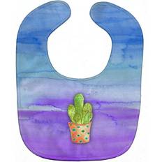 Purple Drool Bibs Carolines Treasures Cactus Blue & Purple Watercolor Baby Bib