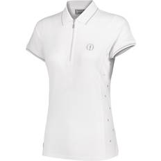 Breathable - Women Polo Shirts Glenmuir The Open Panel Zip Performance Pique Golf Shirt - White