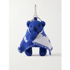 Burberry Nøkkelringer Burberry Leather-Trimmed Intarsia Wool and Cashmere-Blend Keychain - Men - Blue