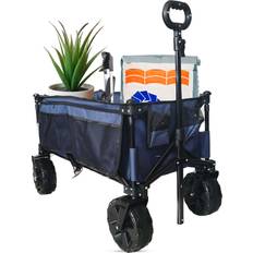 Utility Wagons ASAB Folding Camping Festival Wagon Trolley Cart Portable Wagon Blue