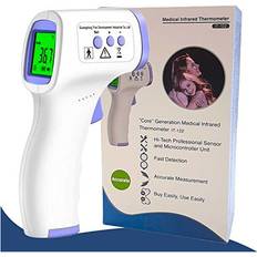 Fever Thermometers Photon Infrared Thermometer, Contactless Forehead Fever Thermometer, Digital Thermometer for Baby, Children & Adults, 1 Sec Reading, Fever Alarm with 3 Color