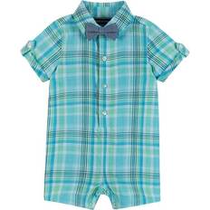 18-24M Playsuits Children's Clothing Andy & Evan Infant Plaid Poplin Shirtall - Blue and Green