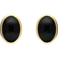 Oval Stud Earrings - Gold/Black