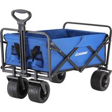 Utility Wagons EchoSmile Heavy Duty 220 Lbs Capacity Collapsible Wagon, Outdoor Folding Camping Wagons, Grocery Portable Utility Cart, Adjustable Rolling Carts, All Terrain Sports Wagon with Big Wheels, Beach Wagon