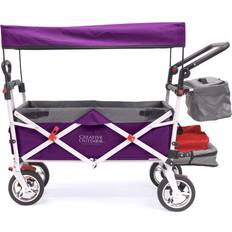 Folding wagon with canopy Creative Outdoor Distributor Push Pull Collapsible Folding Wagon Silver Series Plus Beach Park Garden & Tailgate Purple with Canopy