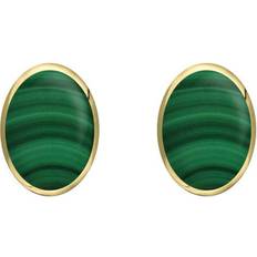 Gold - Women Earrings C. W. Sellors Classic Small Oval Stud Earrings - Gold/Malachite