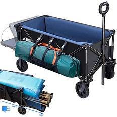 Utility Wagons Beka Folding Wagon Cart, Heavy Duty Foldable Wagon W/ 2 Side Pockets, Removable 600D Fabric, All Terrian Wagon W/ Adjustable Rear Panel, Collapsible Wagon, Beach, Garden, Outdoor, Shopping Wagon Carts