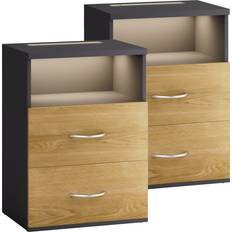 Casaria Jamie 2er-Set Holz/Grau Nachttisch