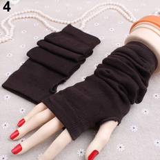 Grandado Knitted Arm Fingerless Wrist Mitten - Brown