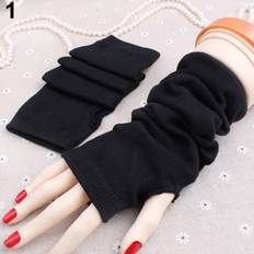 Knitted Arm Fingerless Wrist Mitten - Black