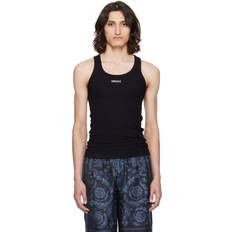 Versace Men's Ribbed Cotton Tank Top - Black