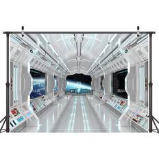 Photo Backgrounds LYWYGG 7x5ft Vinyl Spaceship Interior Background Futuristic Science Fiction Photography Backdrops Spacecraft Cabin Photo Shoot Studio Props Astronomy Universe Galaxy Outer Space Station CP-36