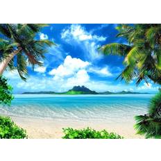 Art Studio Art Studio Tropical Hawaii Beach Photography Backdrops Ocean Photo Booth Wedding Party Decoration Background Studio Props Vinyl 5x3ft Banner