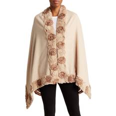 Femme - Naturel Capes & Ponchos Faux Fur Rosette Trim Cape