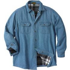 Boulder Creek Men's Big & Tall Flannel-Lined Twill Shirt Jacket in Bleach Denim Size 8XL