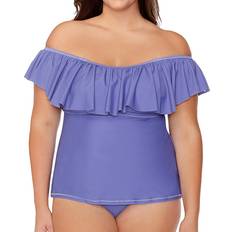 Gray Tankinis Raisins Curve Raisins Curve Women's Plus Calina Solids Tortuga Tankini Swim Top in Grey G840023 18W HerRoom.com