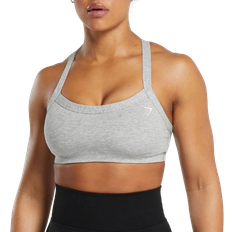 Gymshark Cotton Lifting Sports Bra - Light Grey Core Marl