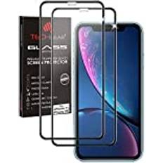 Screen Protectors TechGear [2-pack skärmskydd kompatibel med Apple iPhone 11, iPhone XR [Full skärmfästning] & [Full täckning] 3D GLASS Edition härdat glas skärmskydd skydd skydd svart