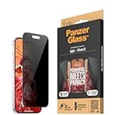 PanzerGlass PanzerGlass Privacy Screen Protector för iPhone 15 – Ultra-Wide Fit och reptåligt härdat glas för iPhone-skärm med integritetsskydd – med monteringsstöd för enkel installation