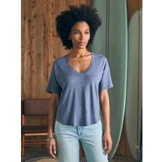 Linen - Women T-shirts Faherty Faherty Women's Oceanside Linen V-Neck T-Shirt Folkstone