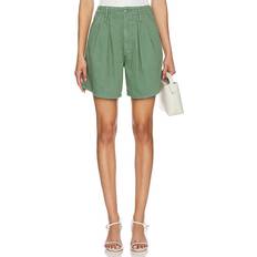 Shorts di jeans - Verde Mother The Pleated Chute Prep Short - Green