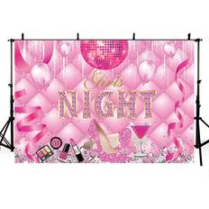 Photo Backgrounds Aibiin AIBIIN 7x5ft Girls Night Backdrop Pink High Heels Disco Ball Diamond Photography Background Woman Birthday Bridal Shower Girls Weekend Party Decorations Banner Photo Props