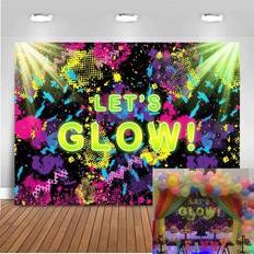 Photo Backgrounds Mocsicka Glow Neon Party Backdrop 7x5ft Let's Glow Splatter Photography Background Vinyl Glowing Party Backdrops Backdrop for Pictures Neon Party Supplies Background Picture of Party Decoration