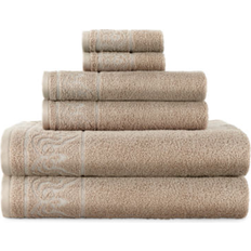 Broadhaven Elegant Scroll Bath Towel Beige (132.1x68.6cm)