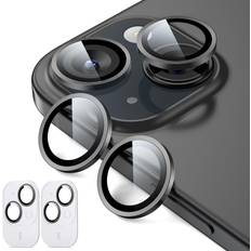 ESR 2 Pack Camera Lens Protector for iPhone 15/15 Plus/14/14 Plus, Ultra-tough HD Individual Lens Protectors, Scratch Resistant, Ultra-thin Tempered Glass, Armorite Series, Black